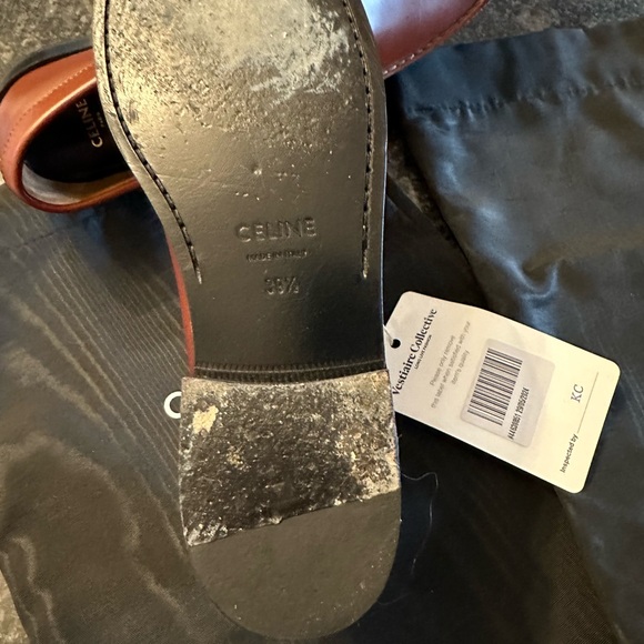 Authenticated Celine Thriomphe lamb skim dark brown loafers size 39,5 - Picture 5 of 8